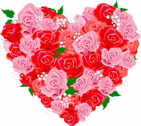 矢量素材情人节的心形玫瑰