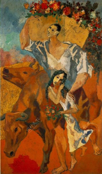 1906Lespaysans2西班牙画家巴勃罗毕加索抽象油画人物人体油画装饰画