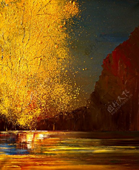 油画秋季景色图片