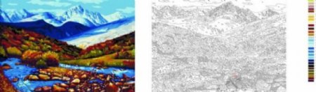冰山河流diy数字油画图片