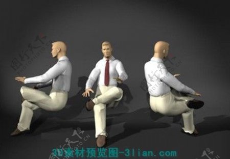 3D坐着的男人模型