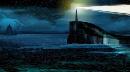 位图插画海洋之歌生活元素灯塔免费素材