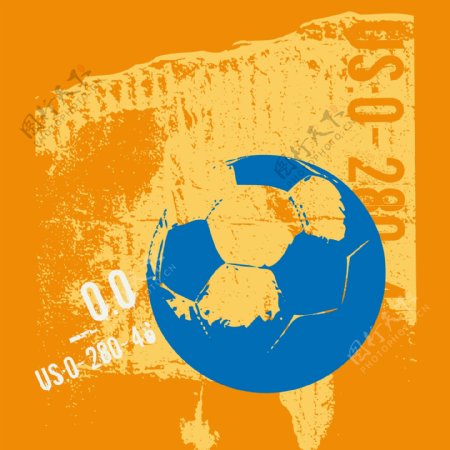 印花矢量图T恤图案运动元素足球印章效果免费素材