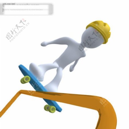 3D小人物玩滑板图片素材