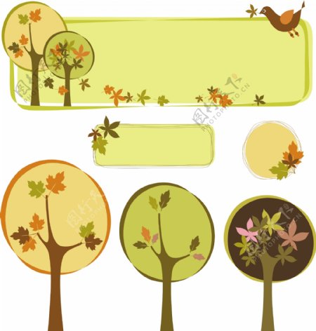 矢量素材树木主题装饰框