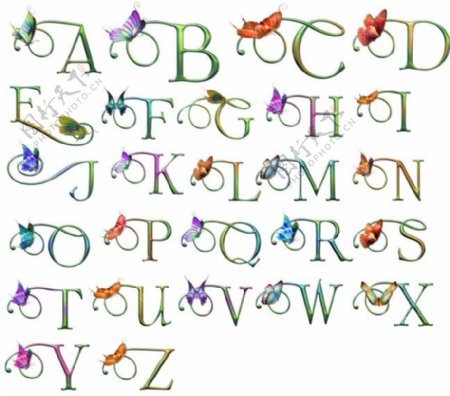 蝴蝶英文字母设计
