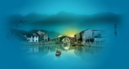 古代运河江南水乡图片