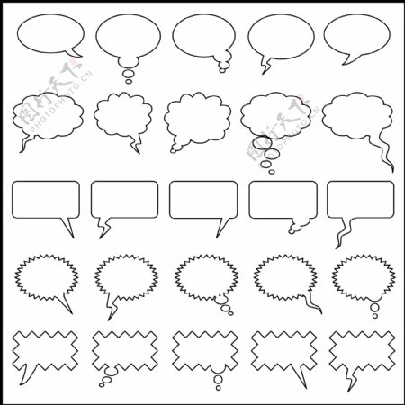 各种形状的实用线描对话框矢量素材