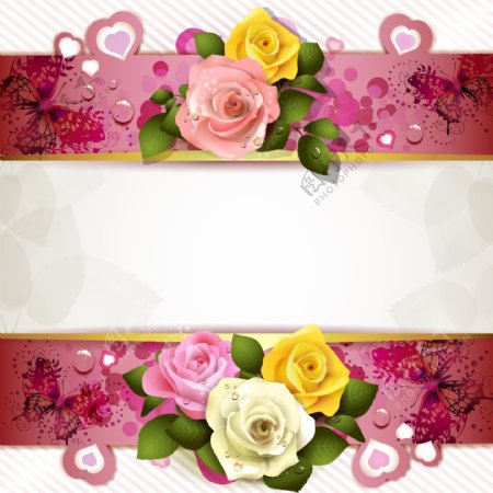 炫彩玫瑰横幅设计矢量素材横幅设计