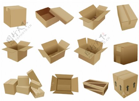 多款箱子包装盒矢量素材