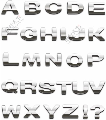 金属效果字母矢量素材