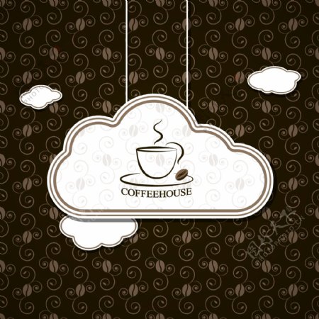 云状的咖啡标签矢量素材