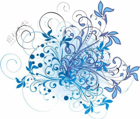 印花矢量图优雅植物色彩五彩斑斓宝石蓝色免费素材
