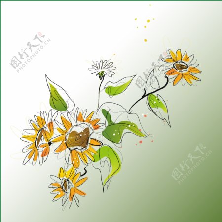 印花矢量图水彩植物花卉花朵免费素材