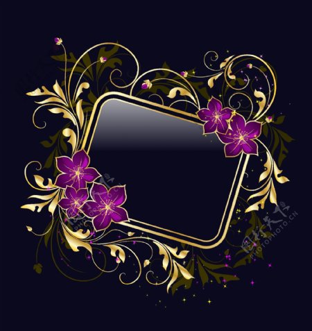 古典花纹紫色花朵图片