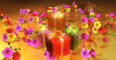 玫瑰花和礼品LED屏幕视频素材