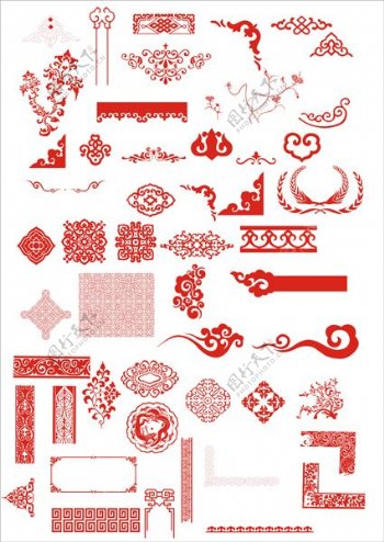 中国古典细花纹矢量素材