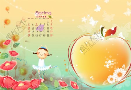 20112012卡通儿童日历模版图片