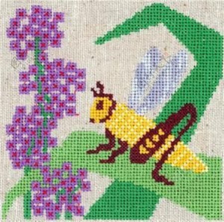 绣花动物蚂蚱色彩免费素材