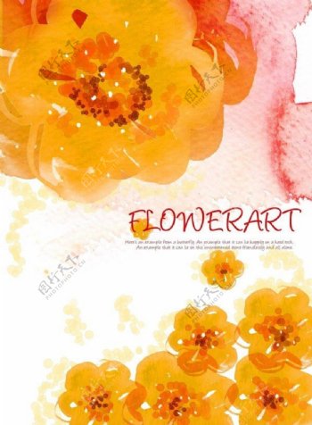 FlowernbspArt水彩花纹背景PSD分层3