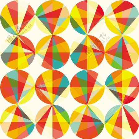 圆形和三角形的彩色圆圈无缝碎花图案的抽象图案鲜艳的几何无缝模板圆形复古手绘圆矢量几何图案装饰
