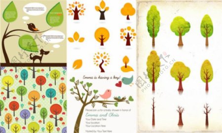 树木与树叶等主题创意设计