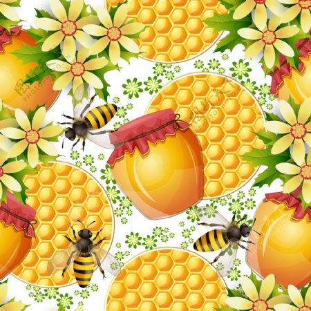 蜜蜂的蜂巢蜂蜜产品设计矢量素材04