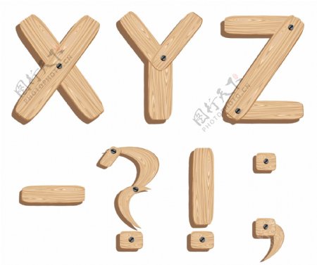 木板材质字体矢量素材