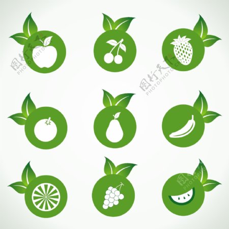 绿叶水果标签图片