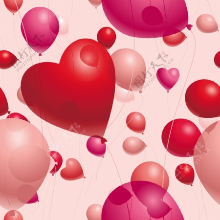 浪漫的心形气球情人节矢量插画