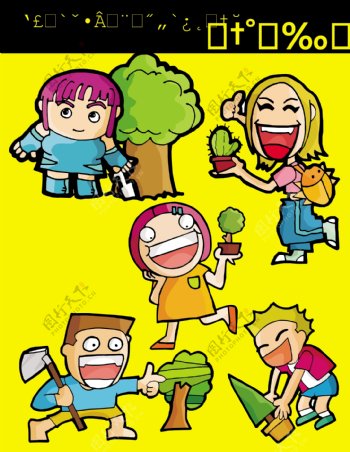 植树节矢量卡通素材图片