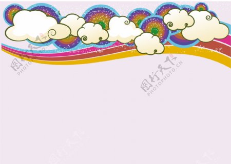 可爱的趋势云彩虹背景矢量素材