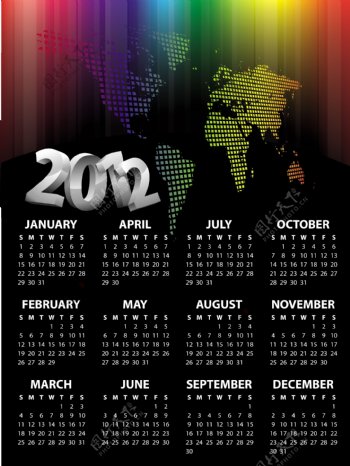 2012日历模板矢量素材2012日历模板图