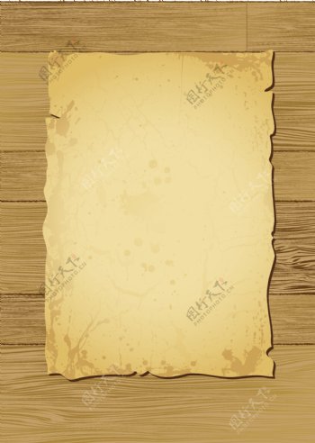 木板与旧纸张矢量素材