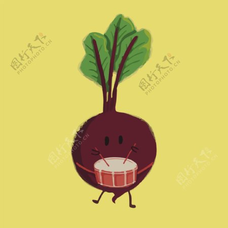 印花矢量图卡通蔬菜萝卜音乐元素免费素材