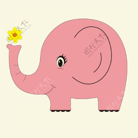 粉红色的卡通小象