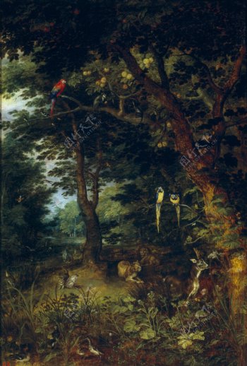 BruegheltheElderJanElParaisoTerrenal画家古典画古典建筑古典景物装饰画油画