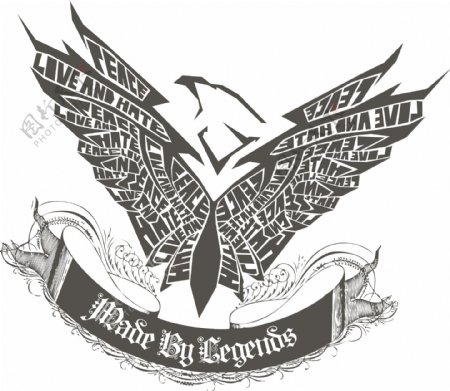 印花矢量图徽章标记动物鹰翅膀免费素材