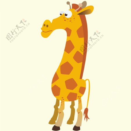 印花矢量图可爱卡通卡通动物长颈鹿色彩免费素材