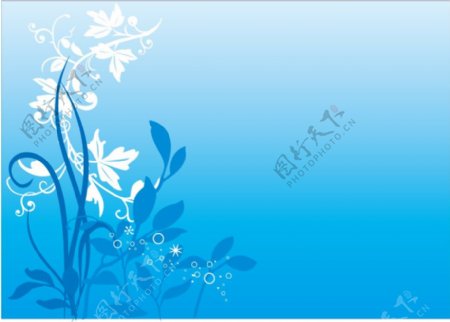 印花矢量图色彩宝石蓝色白色优雅植物免费素材