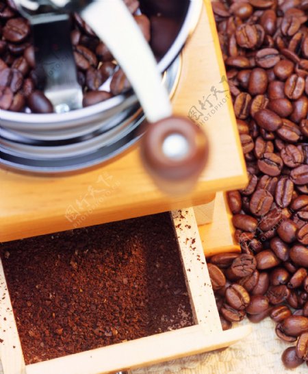 研磨咖啡流程正在加工的咖啡豆