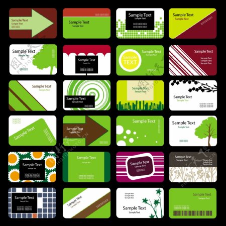绿色主题卡片模板矢量素材