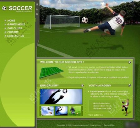 绿色足球信息网页模板