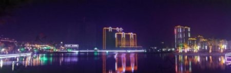 天门市东湖公园夜景图片