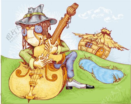 大提琴插画图片