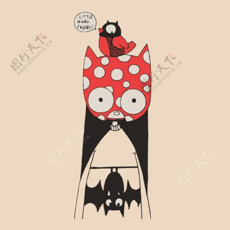 印花矢量图卡通卡通动物蝙蝠猫免费素材