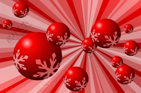 矢量圣诞节球体雪花节日放射线背景新年矢量素材