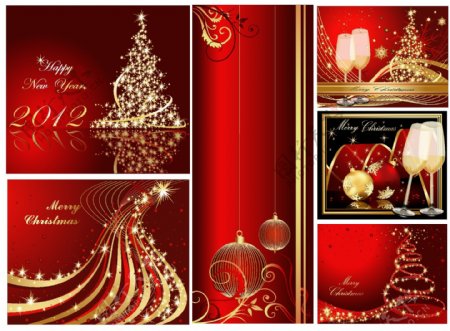 红色动感线条圣诞背景图片