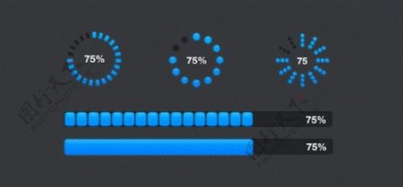 蓝色进度条psd设计素材大全