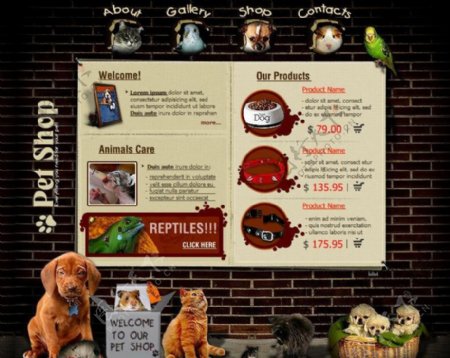 宠物商店网页模板图片